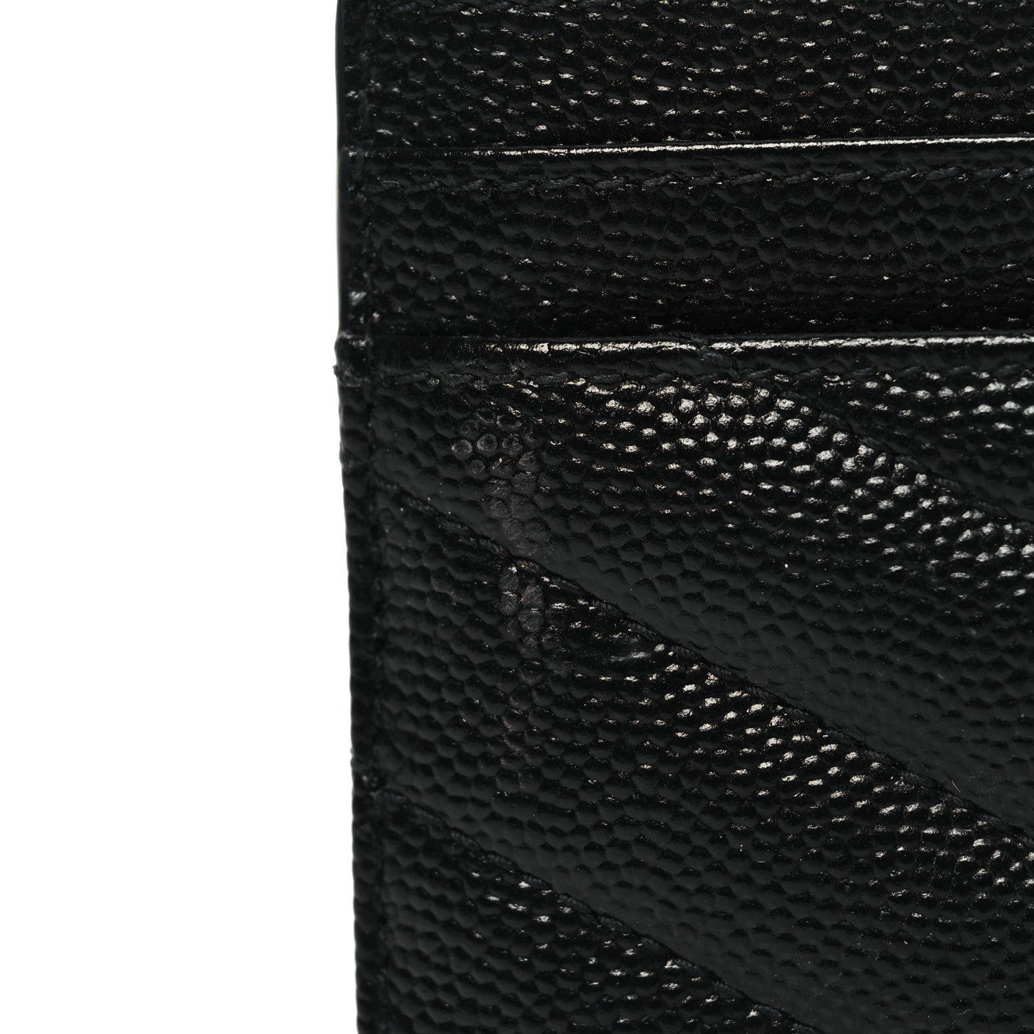 Saint Laurent Grain De Poudre Matelasse Chevron Monogram Credit Card Case Black 9 of 9