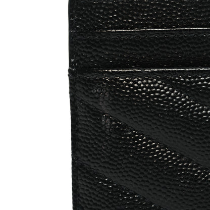 Saint Laurent Grain De Poudre Matelasse Chevron Monogram Credit Card Case Black 9 of 9