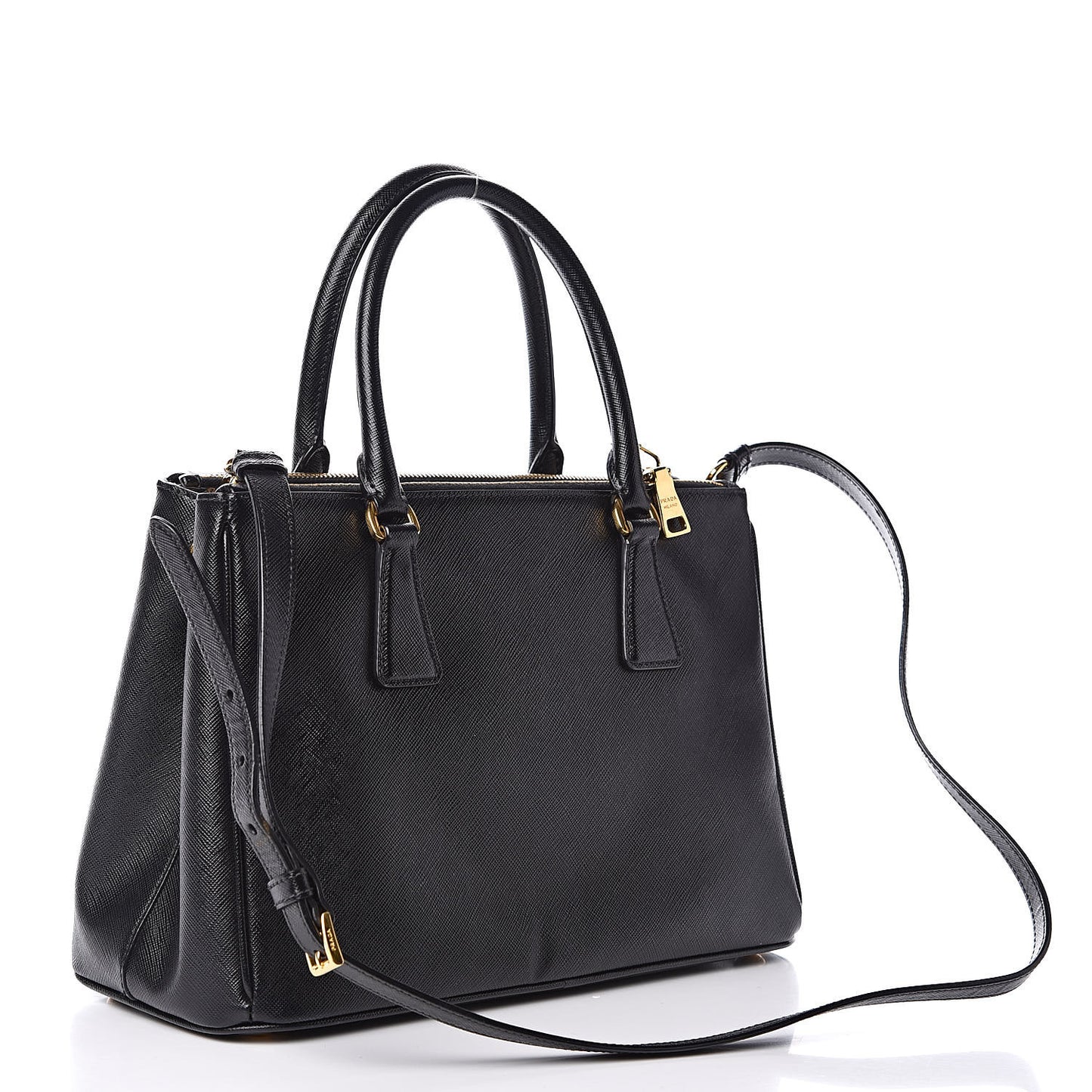 Saffiano Small Galleria Double Zip Tote Black