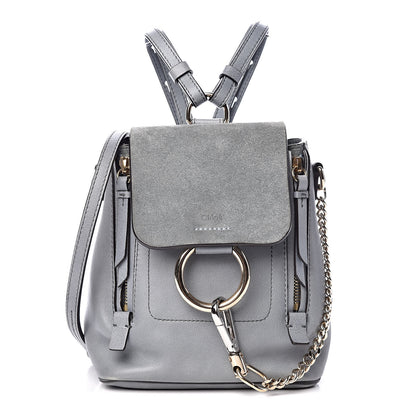Chloe Suede Calfskin Mini Faye Backpack Cloudy Blue 1 of 15