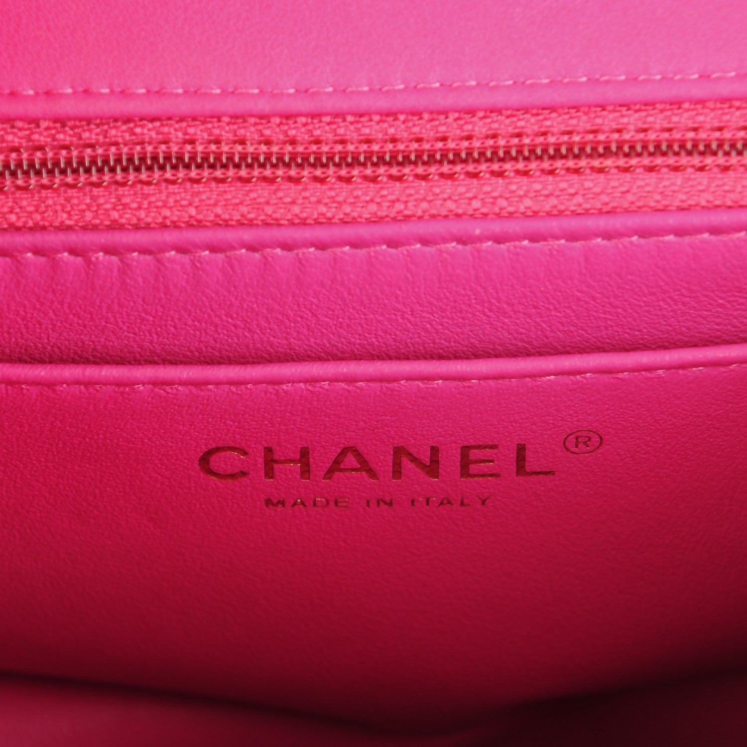 Chanel Lambskin Chevron Quilted Mini Square Flap Fuchsia 7 of 9