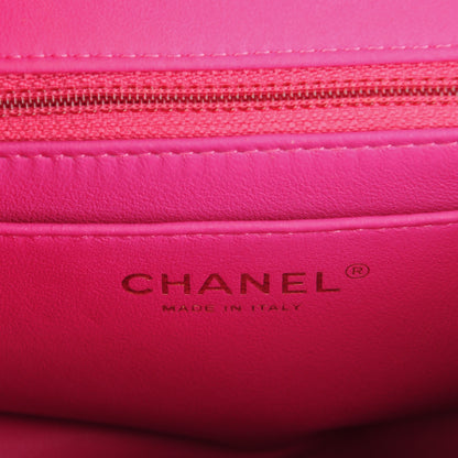 Chanel Lambskin Chevron Quilted Mini Square Flap Fuchsia 7 of 9