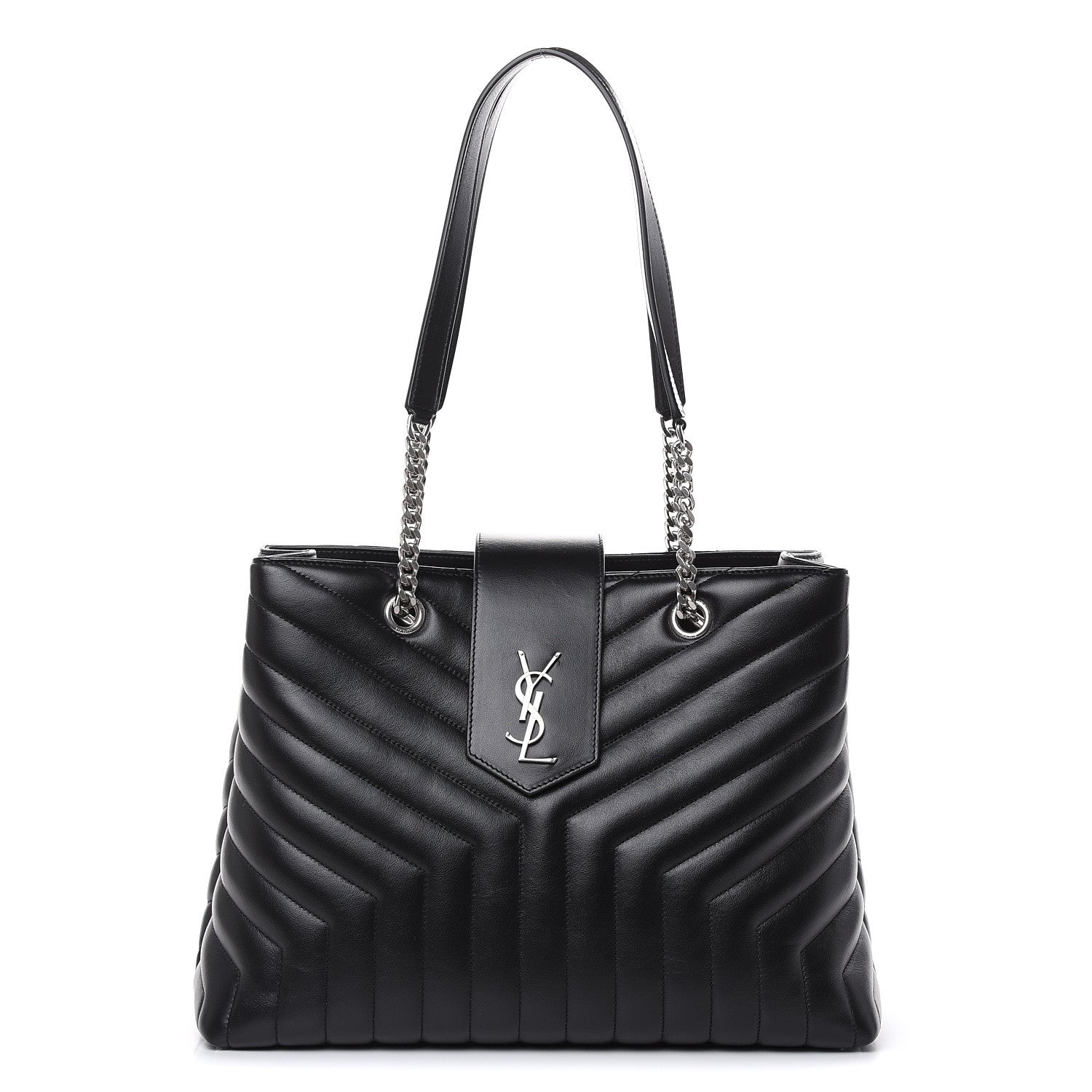 Saint Laurent Calfskin Y Quilted Monogram Large Loulou Shopper Black 1 of 10