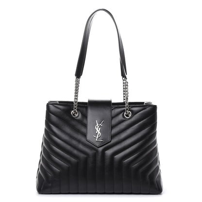 Saint Laurent Calfskin Y Quilted Monogram Large Loulou Shopper Black 1 of 9