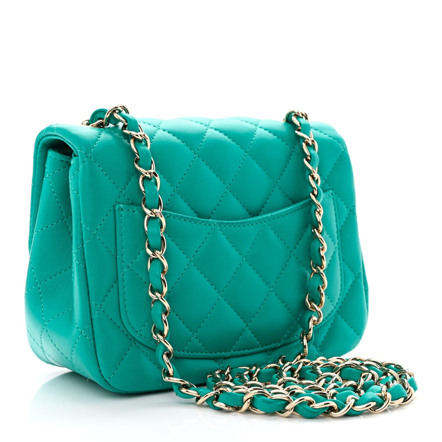 Chanel Lambskin Quilted Mini Square Flap Turquoise 3 of 13