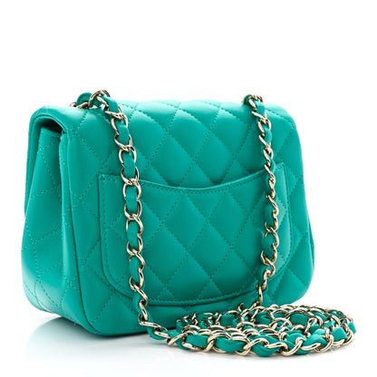 Chanel Lambskin Quilted Mini Square Flap Turquoise 3 of 13