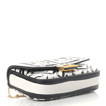 Fendi X JOSHUA VIDES Nappa Vitello King FF Embossed Nano Baguette Charm White Black 3 of 4