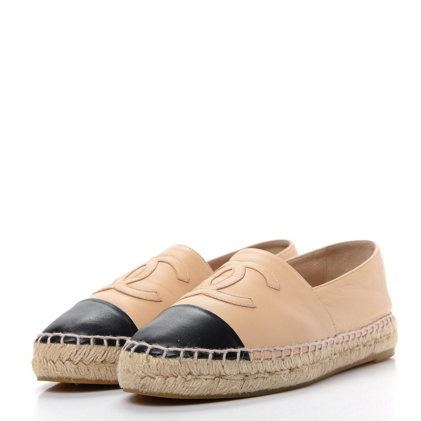 Lambskin CC Espadrilles 36 Beige Black