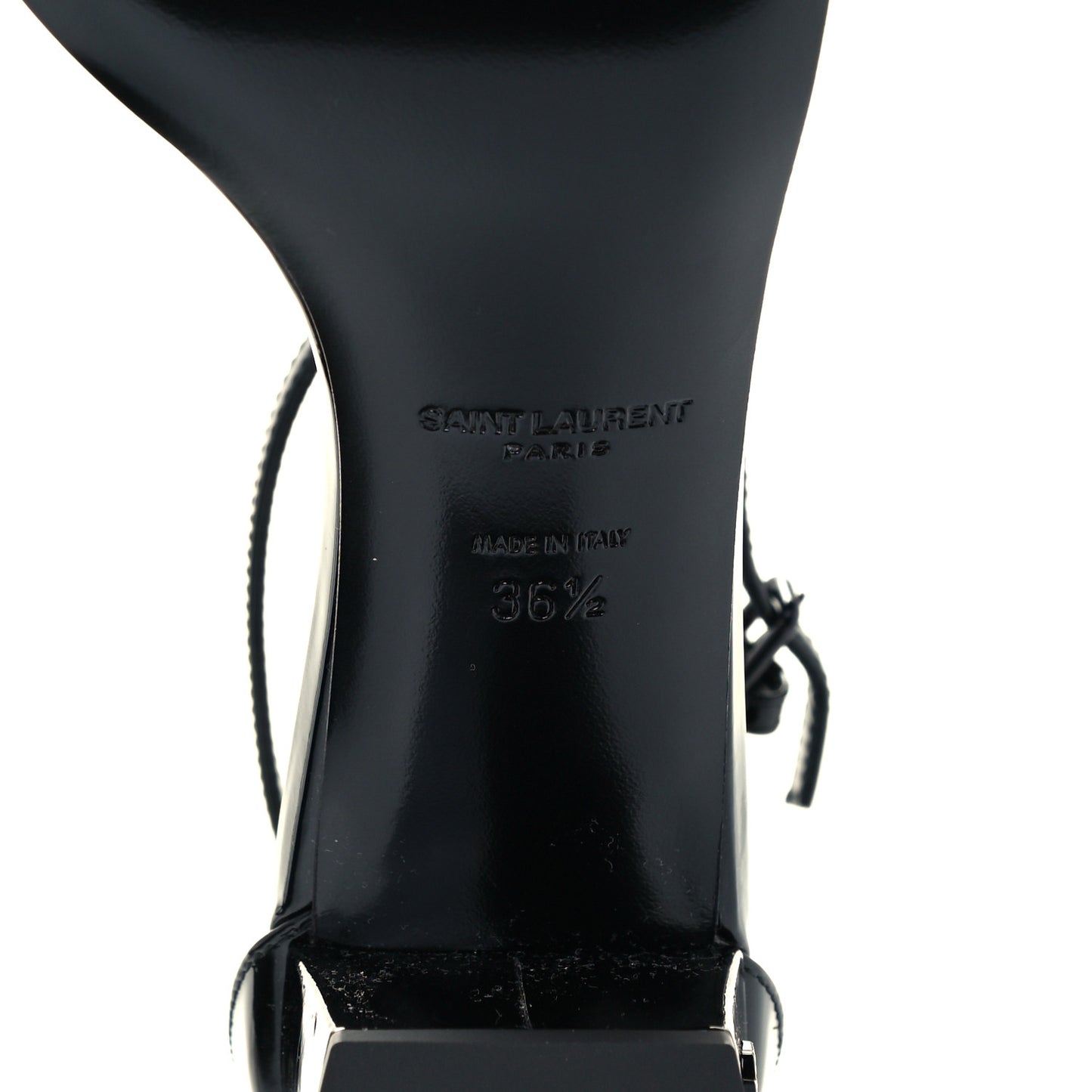 Patent Calfskin Loulou Ankle Strap Sandals 36.5 Black