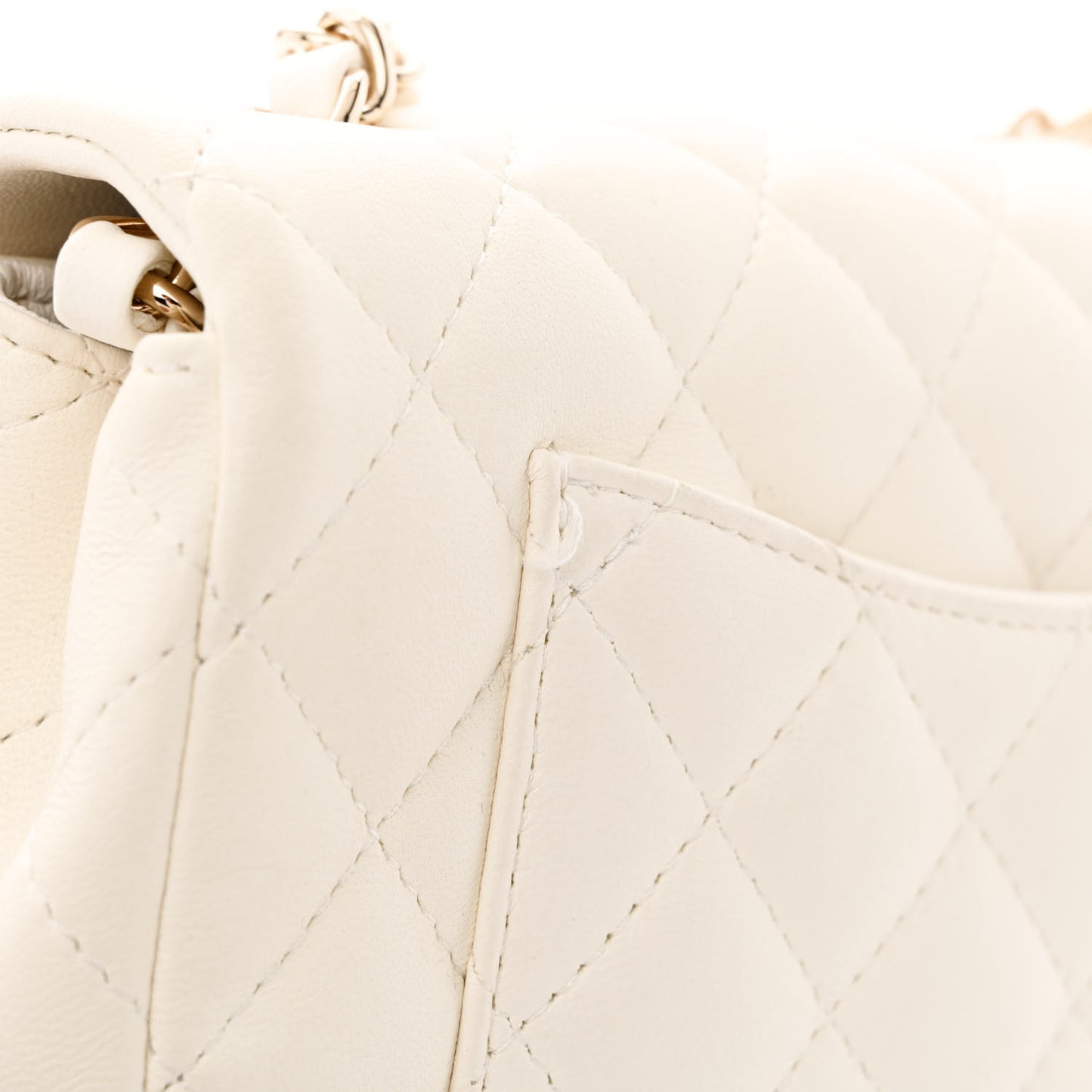 Lambskin Quilted Mini Rectangular Flap White