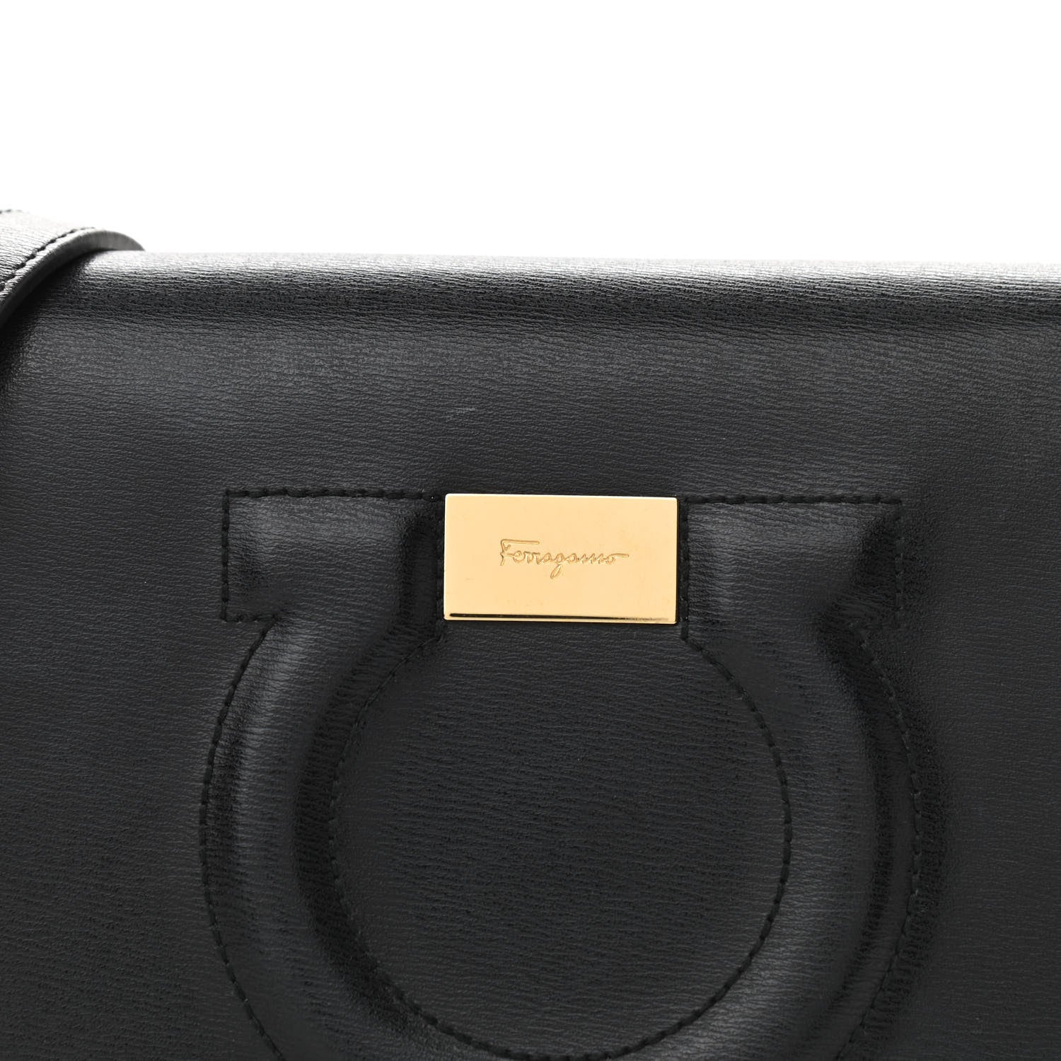 Salvatore Ferragamo Calfskin Gancio City Saddle Bag Black 10 of 10