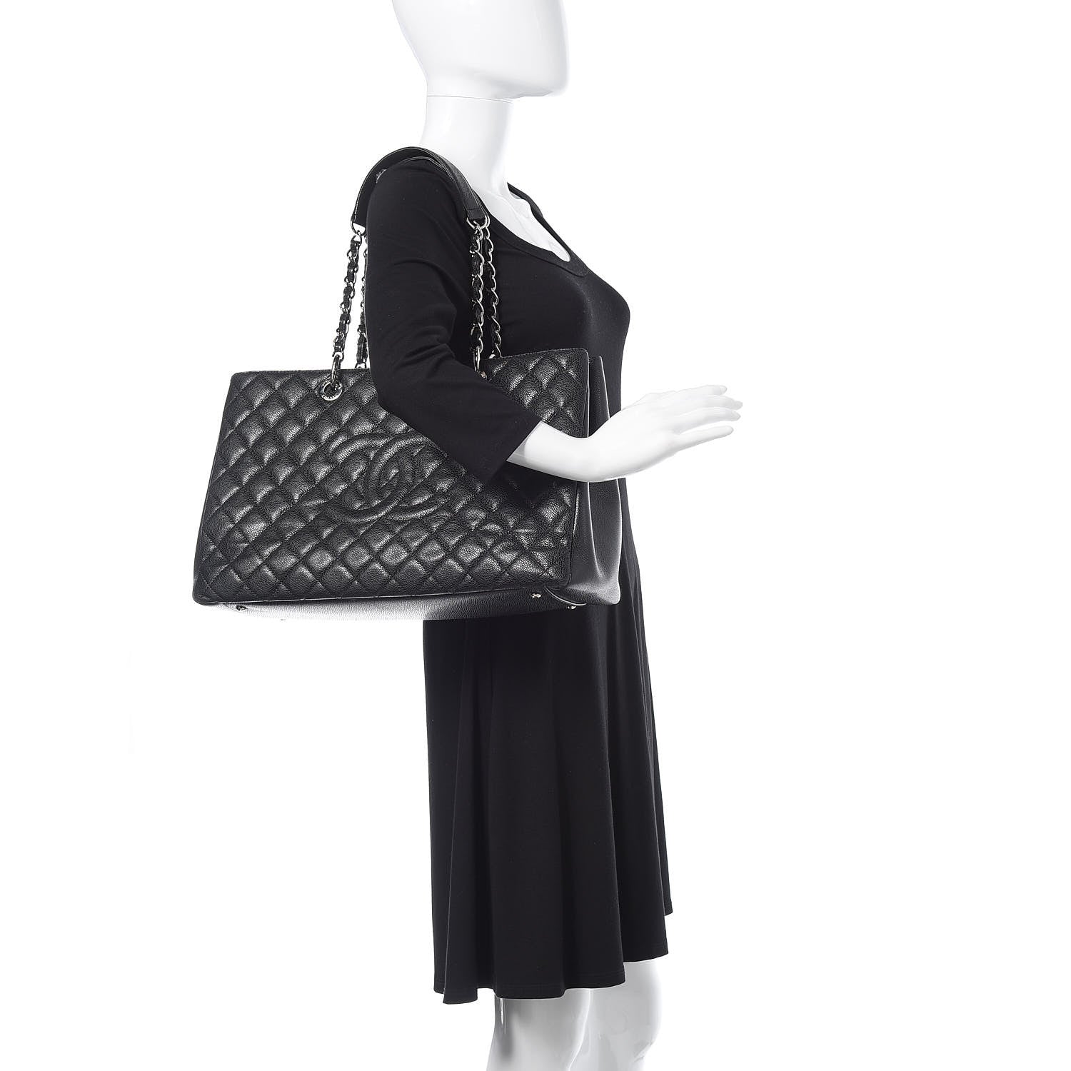 Chanel Caviar Quilted XL Grand Shopping Tote GST Black 2 of 18