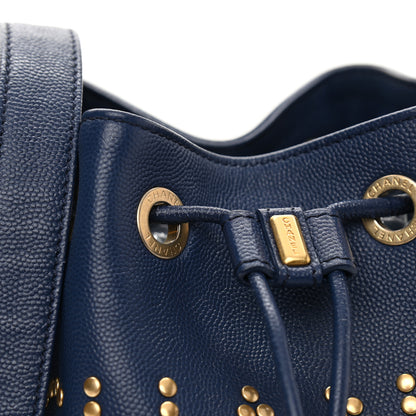 Chanel Caviar Deauville Drawstring Bucket Bag Navy 9 of 9