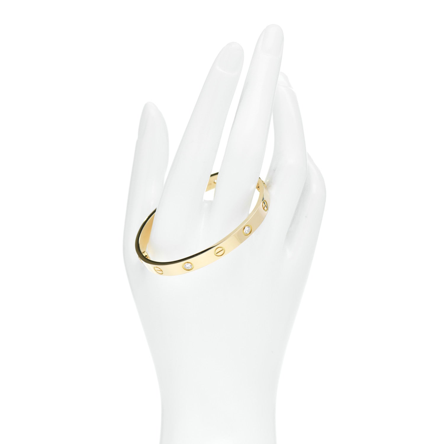 Cartier 18K Yellow Gold 4 Diamond LOVE Bracelet 16 2 of 4