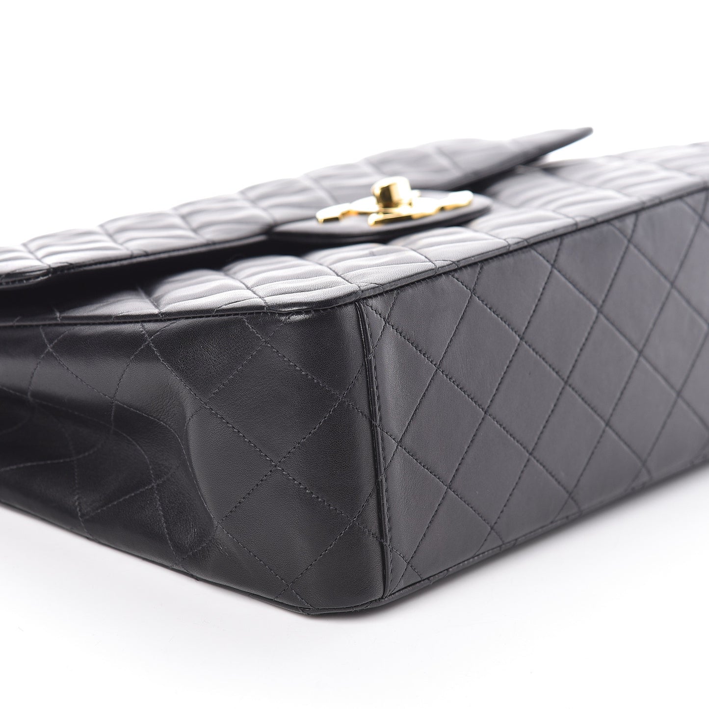 Lambskin Quilted XL Jumbo Single Flap Black