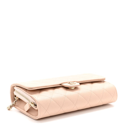 Chanel Caviar Quilted Phone Holder Wallet on Removable Chain Light Beige 4 of 12