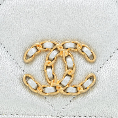 Chanel Metallic Lambskin Quilted 19 Zip Around Coin Purse Wallet Silver 11 of 11