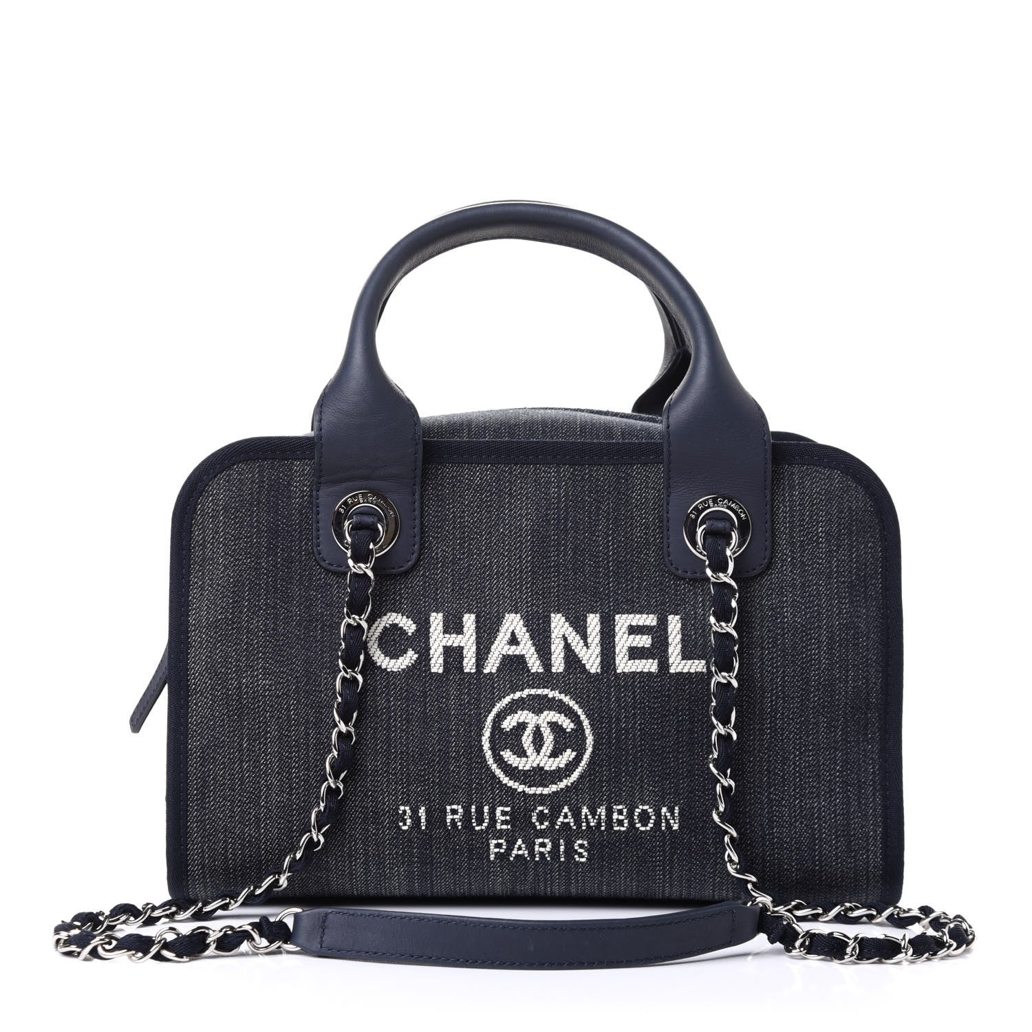 Chanel Denim Deauville Bowling Bag Blue 1 of 6