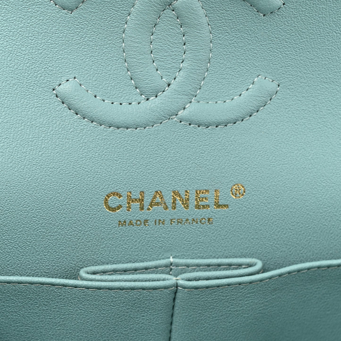 Caviar Quilted Small Double Flap Light Blue