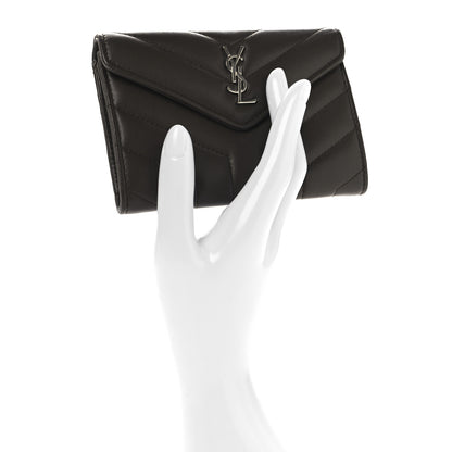 Saint Laurent Lambskin Y Quilted Monogram Small Loulou Envelope Wallet Faggio 2 of 7