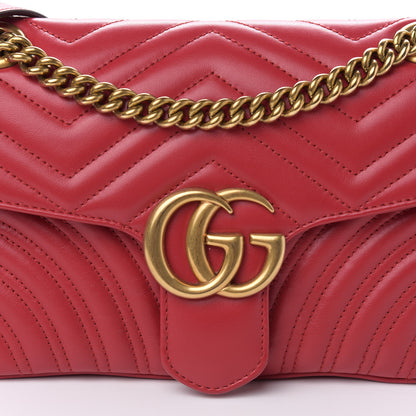 Gucci Calfskin Matelasse Small GG Marmont Shoulder Bag Hibiscus Red 10 of 10