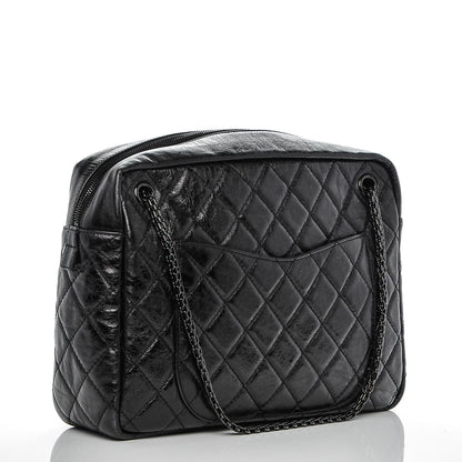 Chanel Metallic Aged Calfskin Quilted Large Reissue Camera Case Black 3 of 7