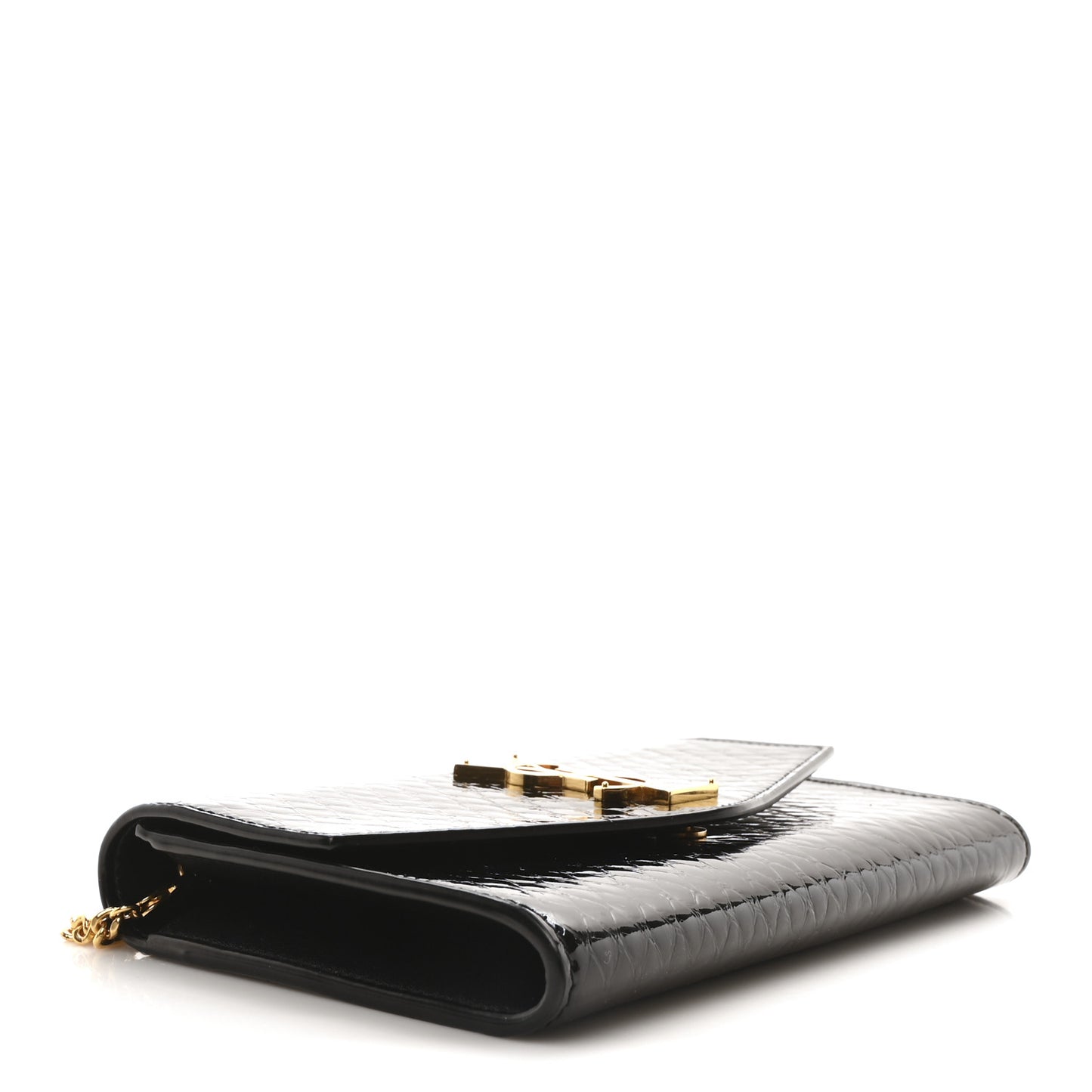 Calfskin Python Embossed Monogram Uptown Chain Wallet Black