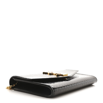 Saint Laurent Calfskin Python Embossed Monogram Uptown Chain Wallet Black 5 of 12
