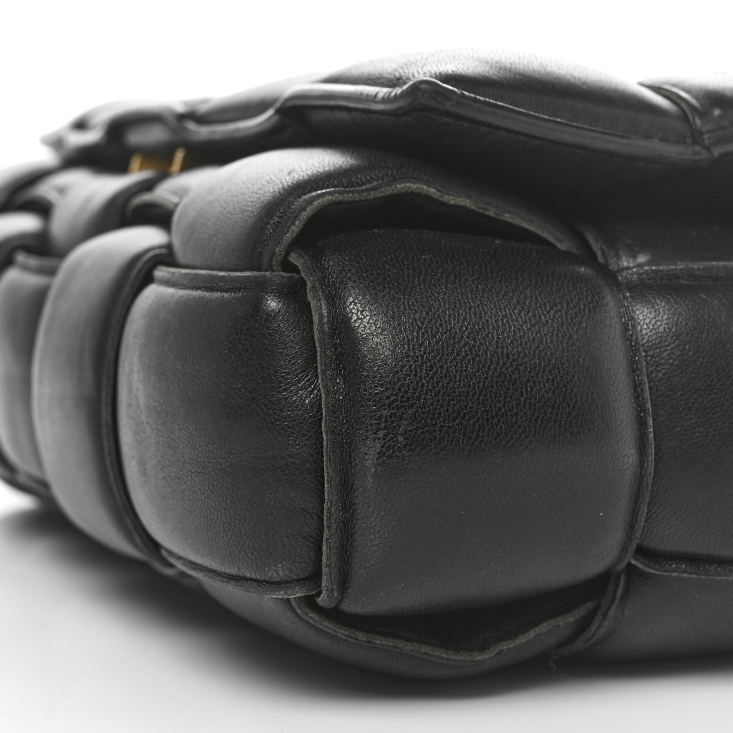 Lambskin Maxi Intreccio Padded Chain Cassette Crossbody Bag Black