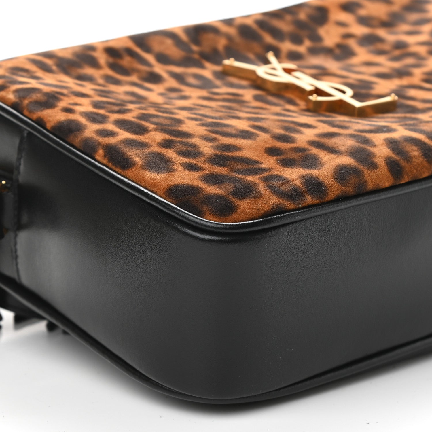 Saint Laurent Calfskin Leopard Print Monogram Lou Camera Bag Black 7 of 8