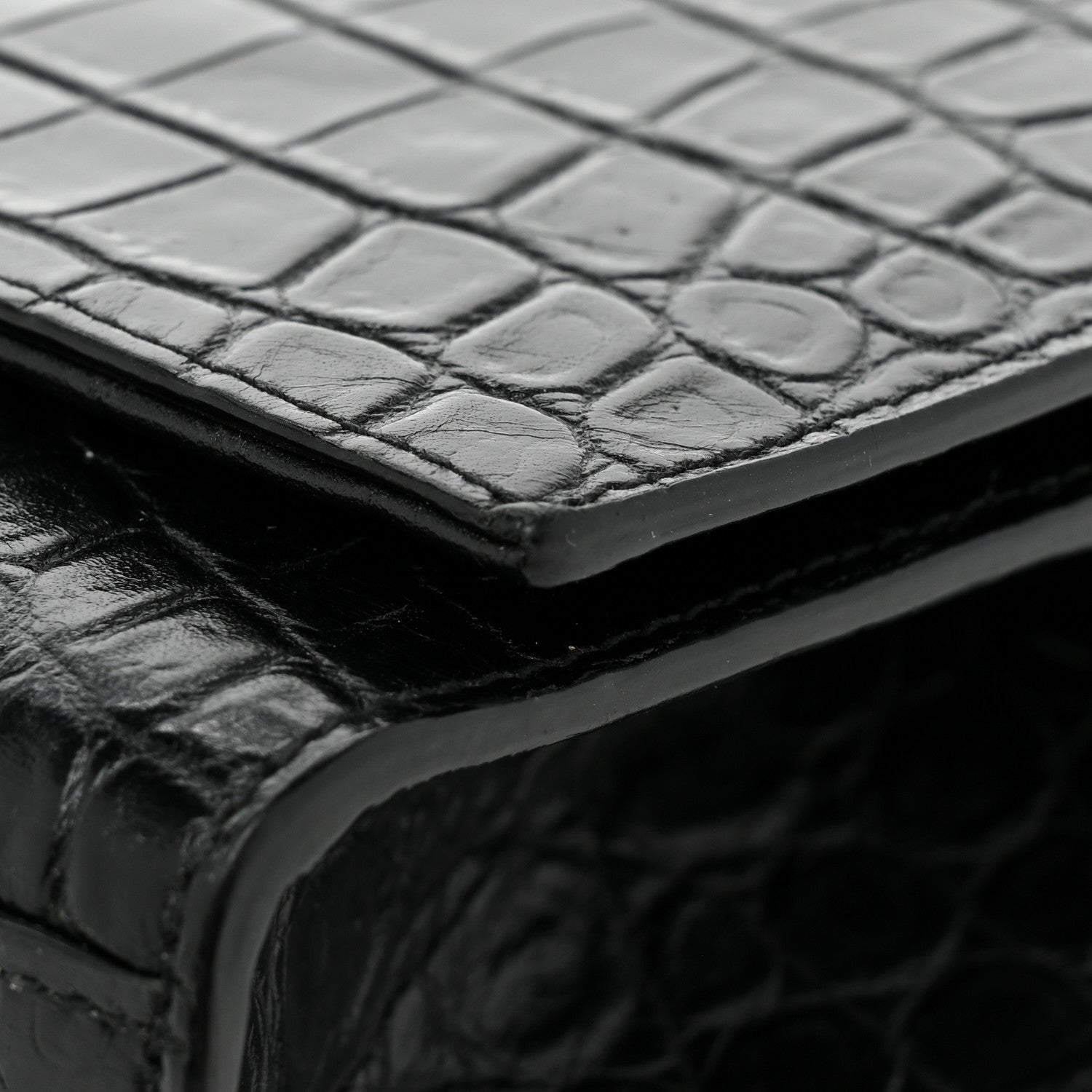 Saint Laurent Calfskin Crocodile Embossed Medium Classic Monogram Kate Tassel Satchel Black 15 of 15