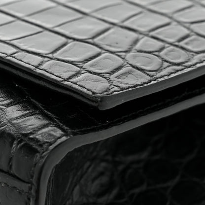 Saint Laurent Calfskin Crocodile Embossed Medium Classic Monogram Kate Tassel Satchel Black 15 of 15