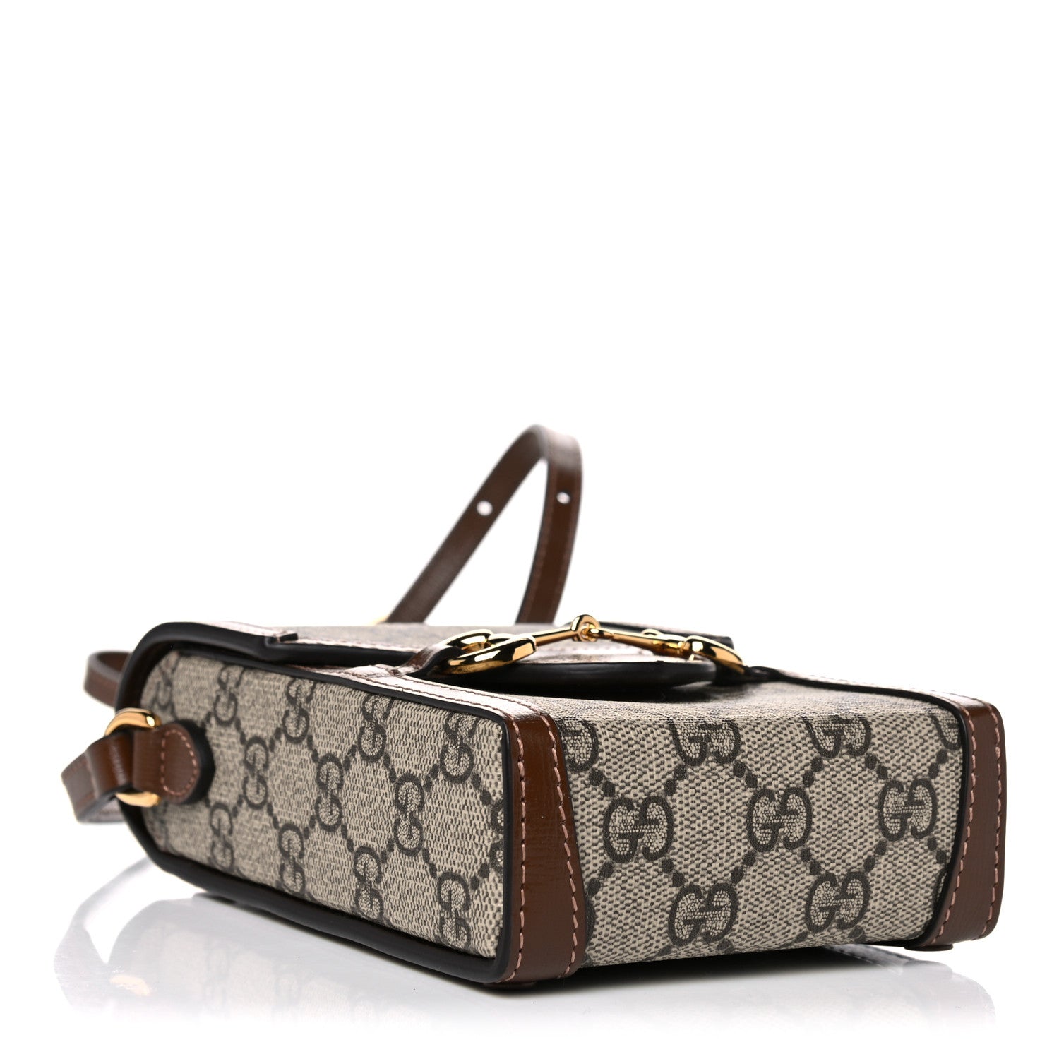 Gucci GG Supreme Monogram Mini Horsebit 1955 Crossbody Bag Beige Brown Sugar 4 of 10