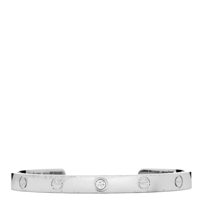 Cartier 18K White Gold 1 Diamond LOVE Cuff Bracelet 18 1 of 4