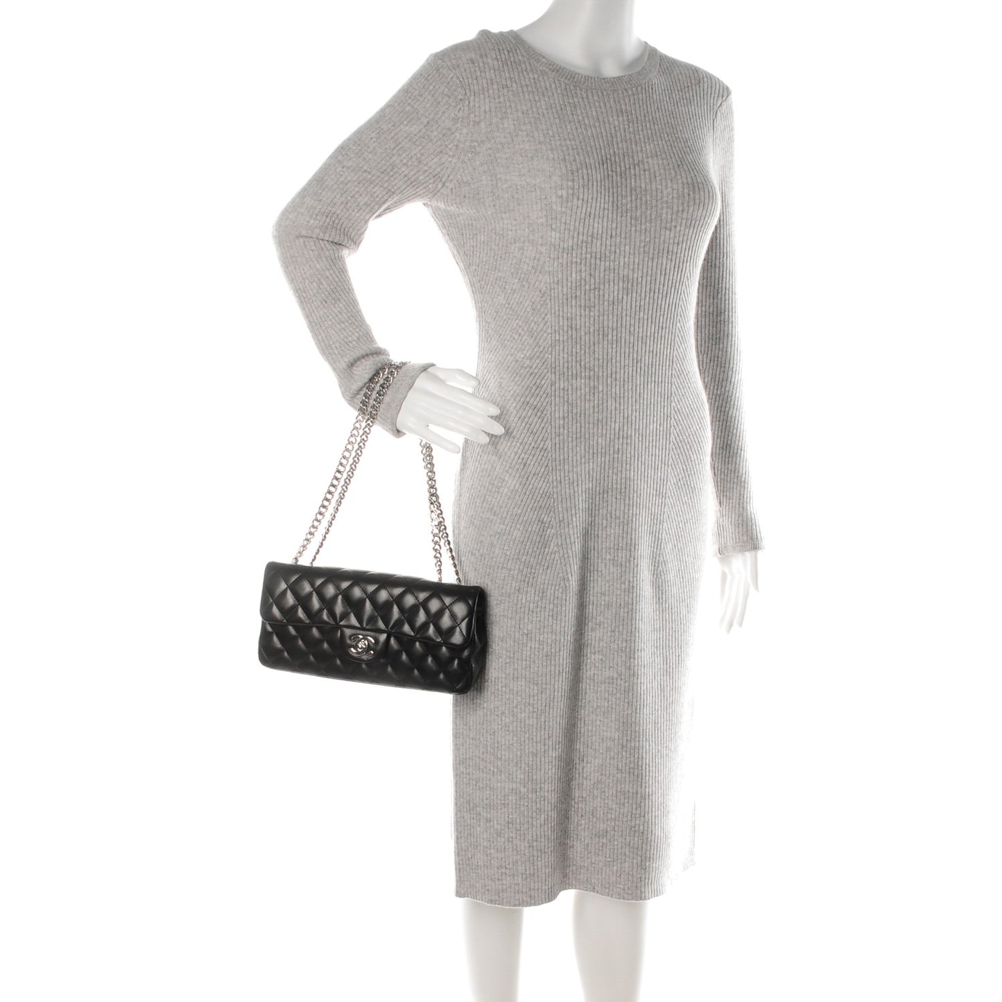 Lambskin Quilted East West Flap Black