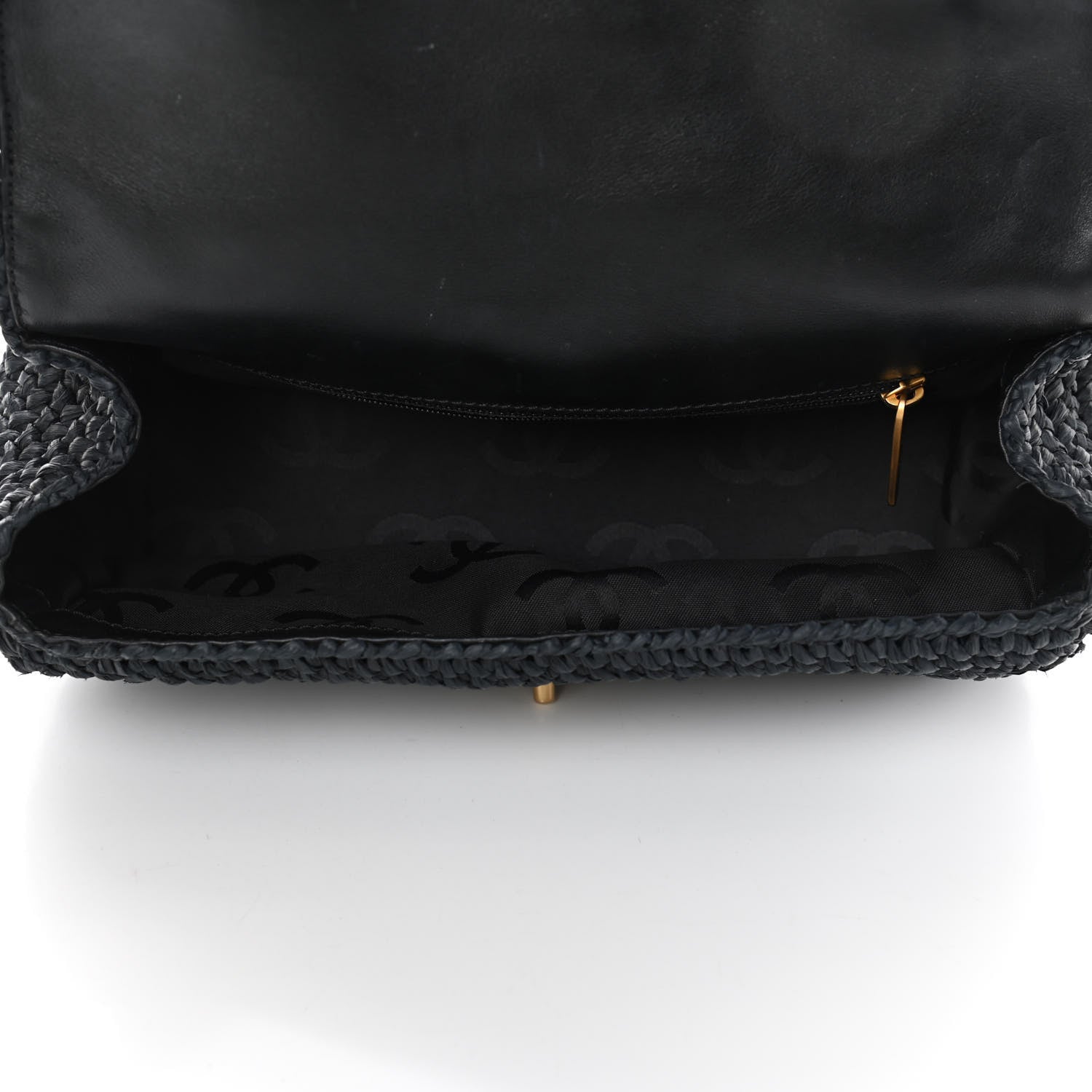 Chanel Straw Raffia Shoulder Bag Black 4 of 4