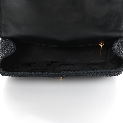 Chanel Straw Raffia Shoulder Bag Black 4 of 4