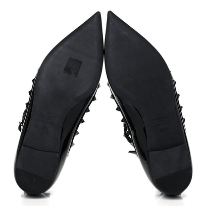 Valentino Garavani Patent Rockstud Cage Ballerina Flats 39.5 Black 5 of 7