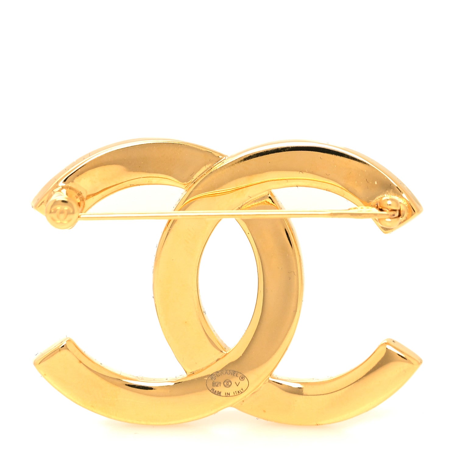 Chanel Metal Paris Button CC Large Brooch Gold 3 of 4