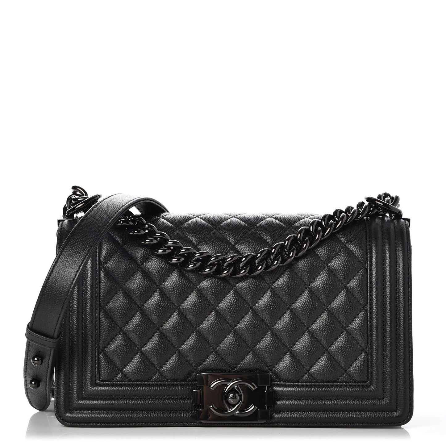 Caviar Quilted Medium Boy Flap So Black