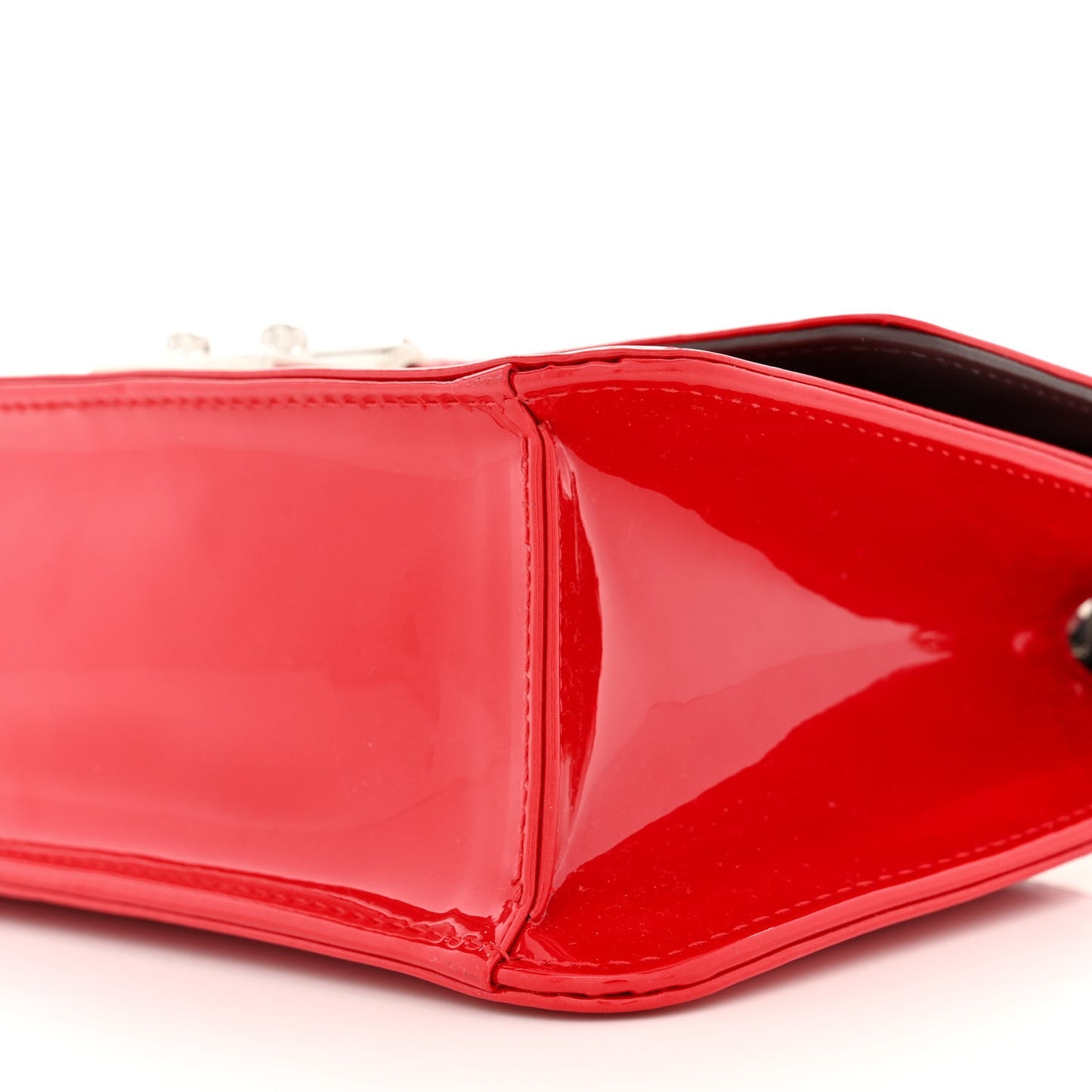 Metallic Box Patent Calfskin Miss Dior Promenade Pouch Red