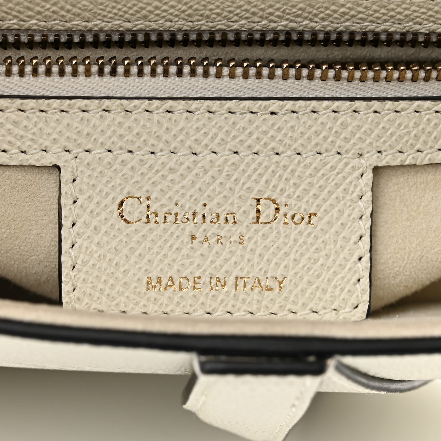 Grained Calfskin Saddle Bag White