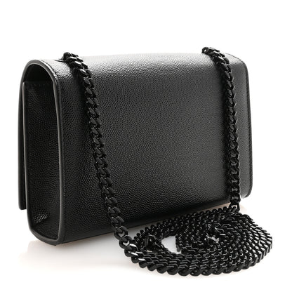 Saint Laurent Grain De Poudre Small Monogram Monochrome Kate Satchel Black 3 of 9