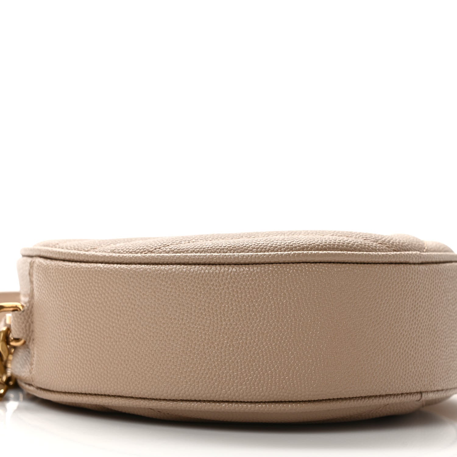 Saint Laurent Grain De Poudre Matelasse Chevron Quilted Round Vinyle Camera Bag Dark Beige 8 of 9