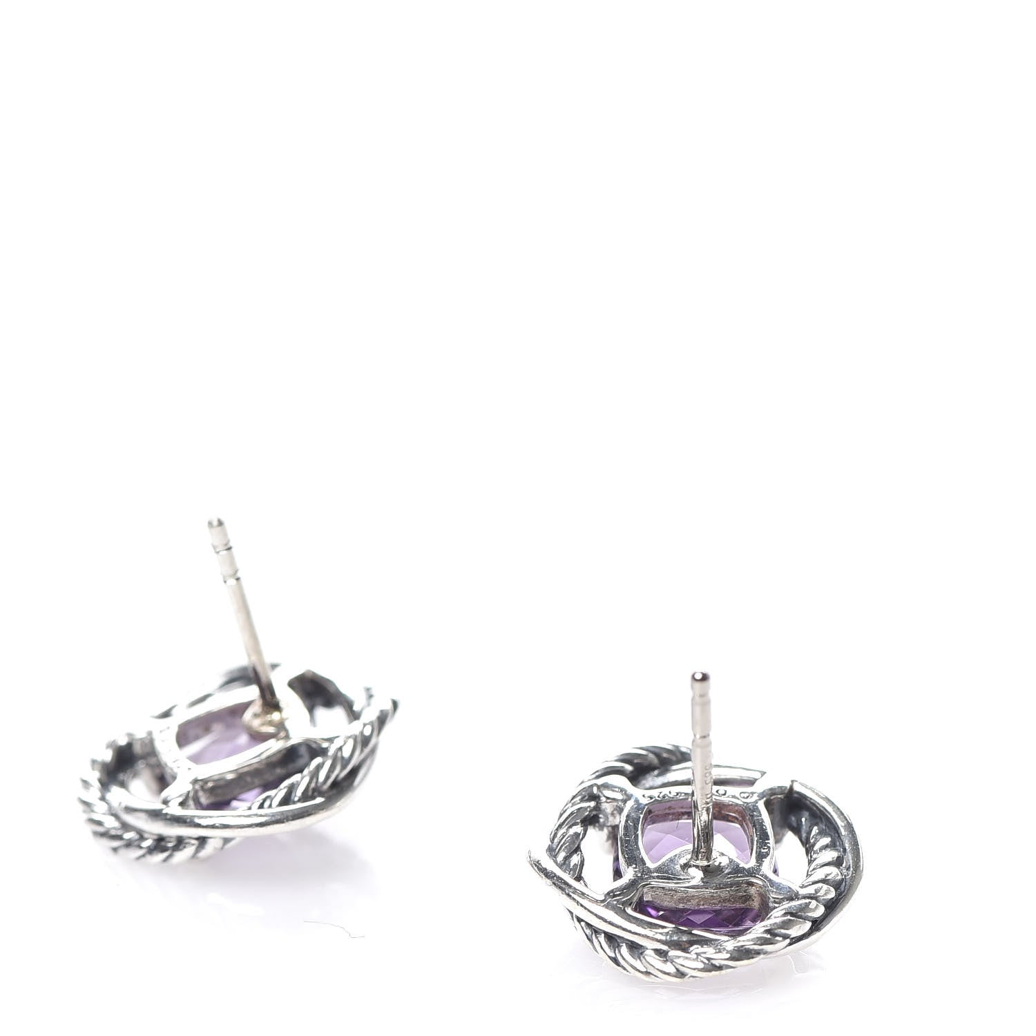 David Yurman Sterling Silver Amethyst 7mm Infinity Earrings 3 of 4