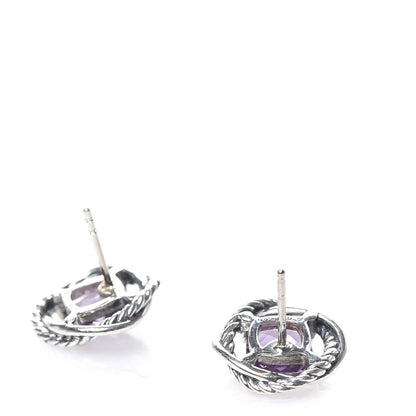 David Yurman Sterling Silver Amethyst 7mm Infinity Earrings 3 of 4