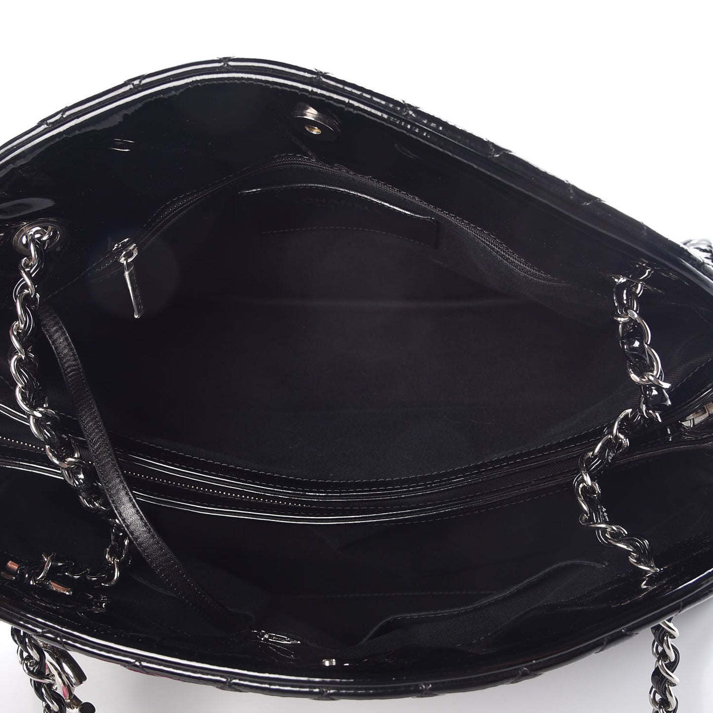 Patent Quilted Maxi Just Mademoiselle Bowling Bag Black