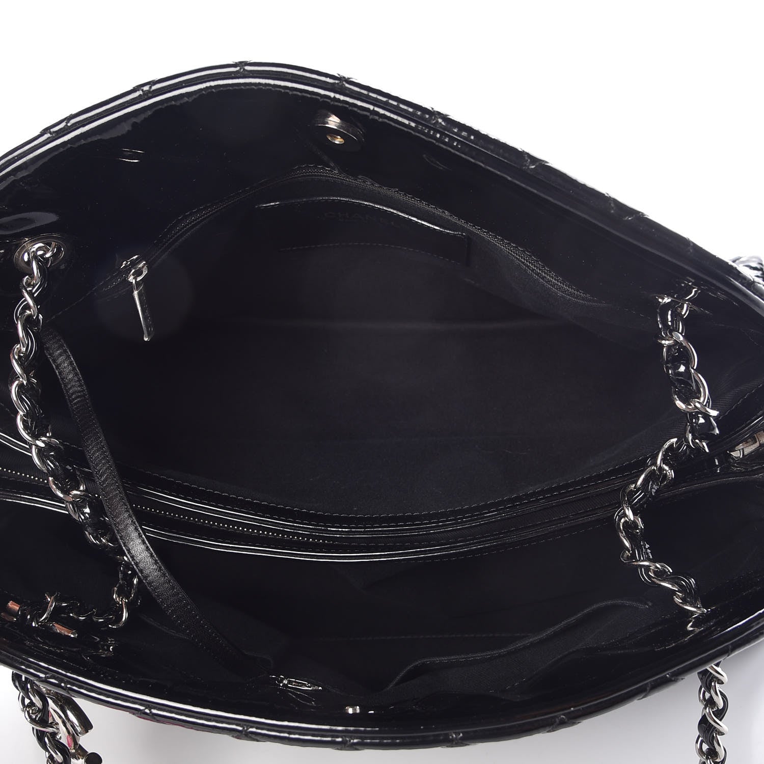 Chanel Patent Quilted Maxi Just Mademoiselle Bowling Bag Black 6 of 15