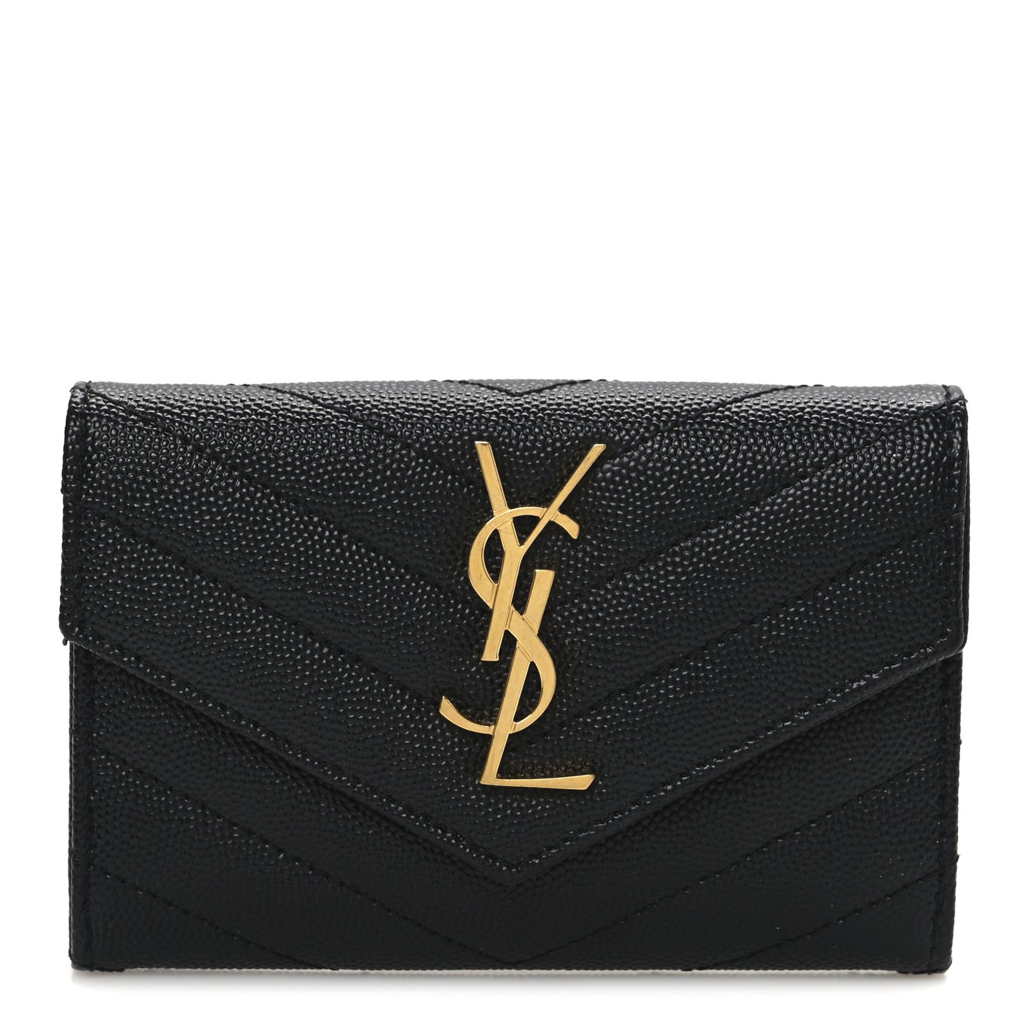 Grain De Poudre Matelasse Chevron Small Monogram Envelope Wallet Black