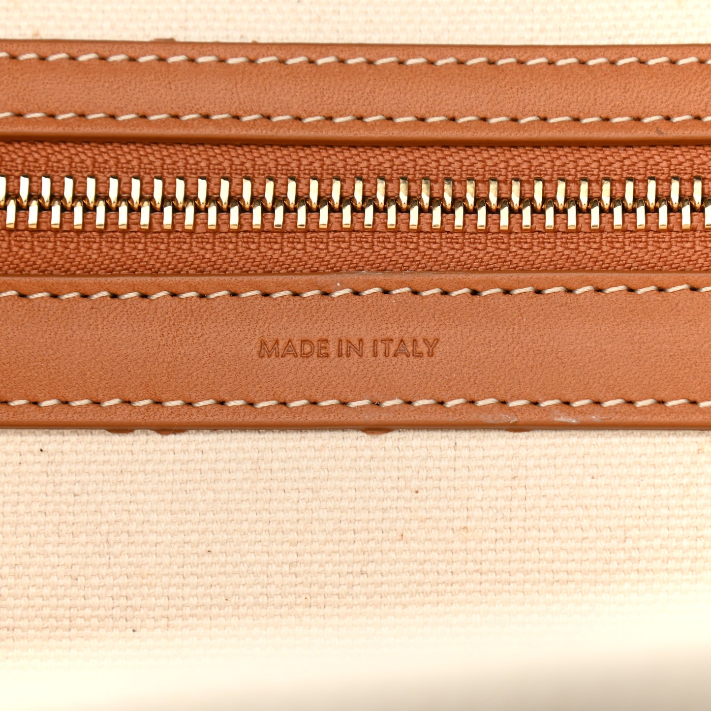 Canvas Calfskin Horizontal Cabas Natural Tan